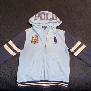 Polo Ralph Lauren Boys Blue Cotton zip front French Hoodie Size 10/12